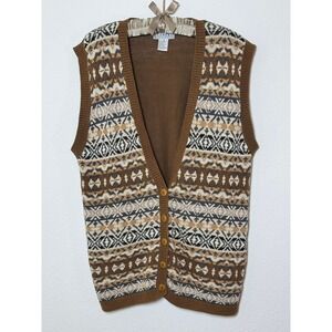 Vintage 90s Nell Flowers JG Hook Fair Isle Nordic Sweater Vest Ramie Grandpacore